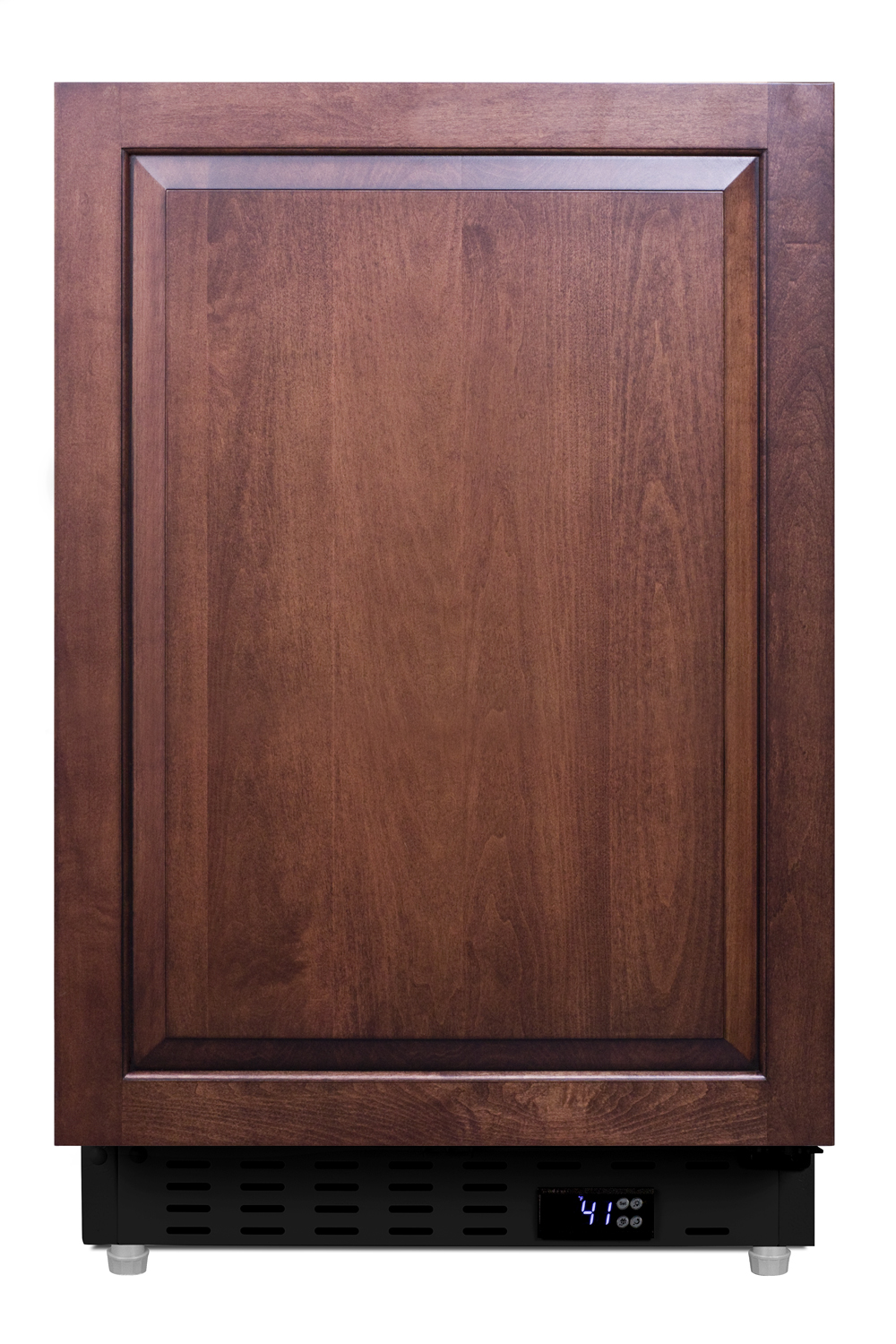 Built-in undercounter ADA compliant residential all-refrigerator in black with panel ready door, door storage and automatic defrost operation